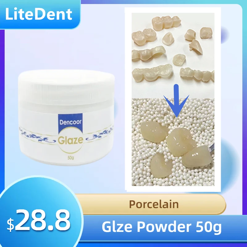 1Bottlel 50g Porcelain Powder Glaze Powder For Glazing Dental Teeth 100ml Glaze Liquid Use In Dental Lab Technician