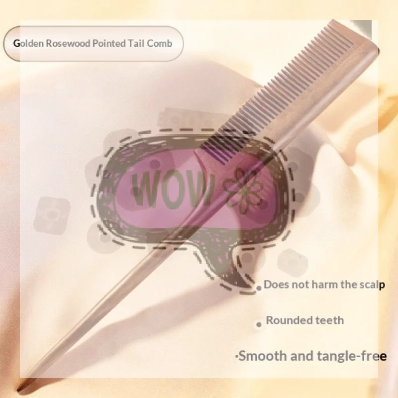 【HBA】Natural Sandalwood Hair Comb 20cm Fine Tooth Thickened Sharp Tail Anti-static Hairdressing Comb For Styling And Grooming
