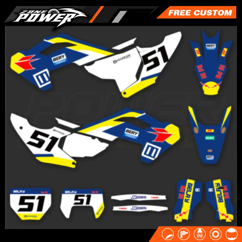 

Мотоциклетные графические фоновые наклейки Powerzone, наборы наклеек для Husqvarna TE FE 2024 2025 2026 TC FC 2023 2024 2025 12