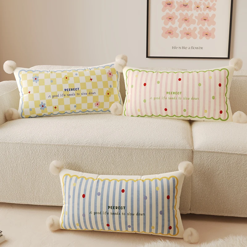Ins Style Sofa Pillow Living Room Bedroom Bed Headboard Cushion with Core Creamy Texture Backrest Pad Rectangular Pillow
