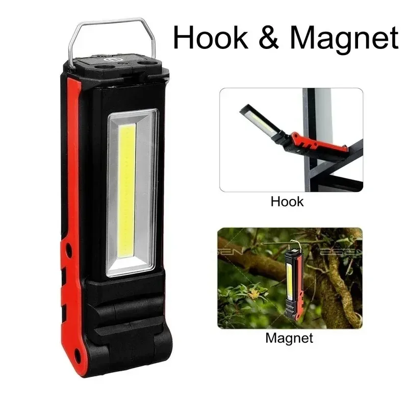 Dimmable COB LED Work Light USB Rechargeable Flashlight with Magnetic &Hook Power Bank Inspection Lamp for Car Repair Camping image 2