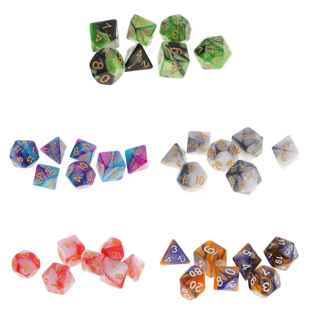 7 Pieces Polyhedral Dice Replacement Party Game Dices Supplies Board Game Dices Toys for RPG Board Game