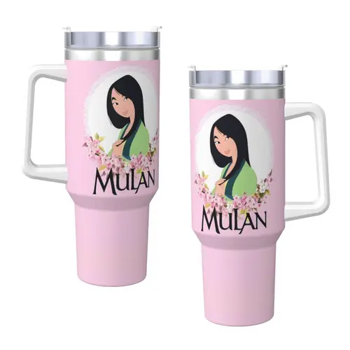 스테인레스 스틸 텀블러 뮬란 그릴 머그컵, 빨대 포함, 냉온수 물병, 보온 대용량, 보온 컵