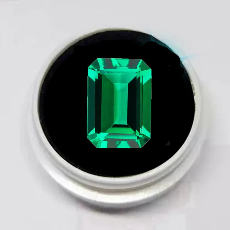 Brilliant Created Emerald Green 12x16mm Emerald Cut Loose Gemstone For Silver Mounting Rings Diy Jewelry Fine Cutting