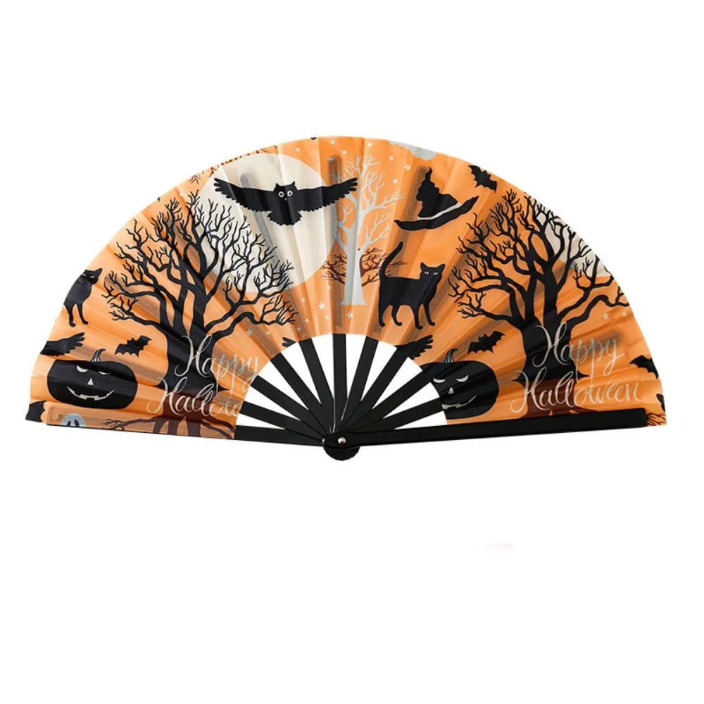 Party Decoration 33cm Halloween Folding Fan Durable Plastic Kung Fu Folding Fan Reusable Large Rave Dance Fan Rave