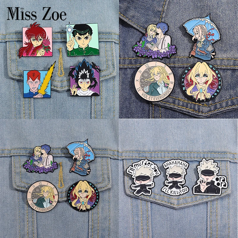 Japanese Anime Set Cartoon Brooch Enamel Pins Custom Comic Boys and Girls Brooch Lapel Backpack Badges Backpack Anime Jewelry