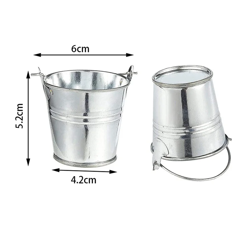

ABUF-60Pcs Mini Metal Bucket Portable Flower Pot Vases Planters Lovely Candy Box For Wedding Party Home Decoration
