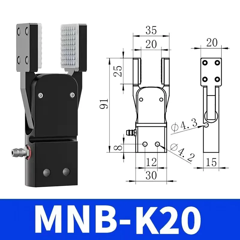 MINIB With Sensor Flat patch and Wide open grab Air Cylinder Robotic Pneumatic Mini Robot Gripper Clamp