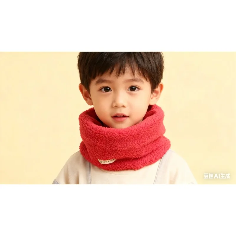 Soft Winter Korean Style Fleece Neck Warmer for Kids Plush Pullover Scarf Baby Solid Color Outdoor Warm Scarf 1-6T Baby Clothing