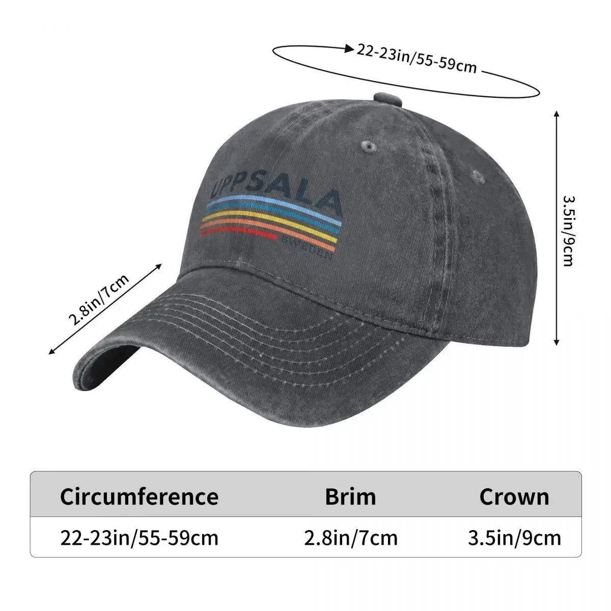 Uppsala Sweden Baseball Cap Kids Hat western Hat Sun Cap Caps Male Women's
