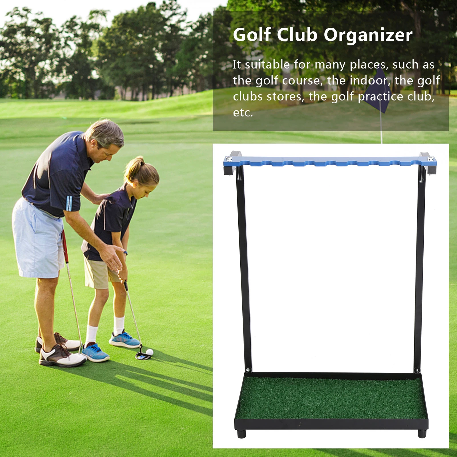9 Holes Golf Club Steel Storage Rack Holder Putter Display Shelf Stand Golf Tool Golf Putter Shelf Organizers Training Aids