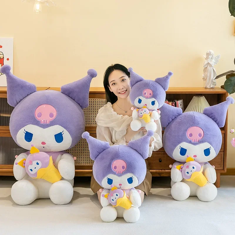 Sanrio 60 cm Anime dessin animé Kuromi peluche poupée Kawaii crème glacée série grande taille doux en peluche jeter oreiller enfants cadeau d'anniversaire