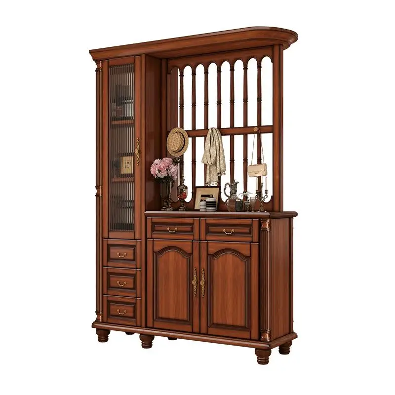 

*Retro solid wood room cabinet, living room entry partition, door shoe cabinet, screen cabinet, feng shui cabinet with glass