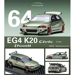 PreSale YM 1:64 PANDEM CIVIC EG4 K20 Millennium Jade Resin Diorama Car Model Collection Miniature