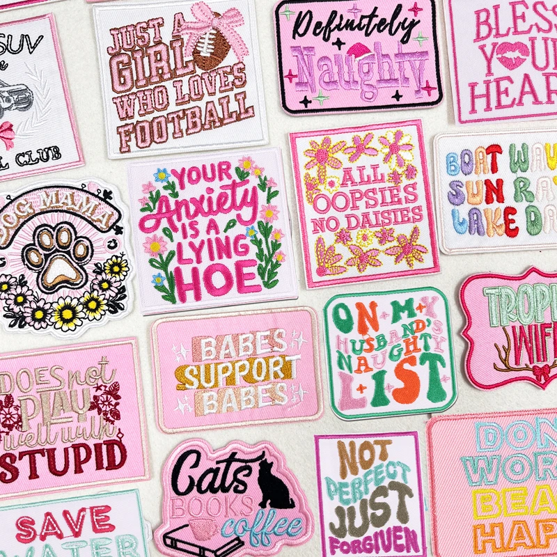 Мультяшная-розовая-нашивка-с-вышивкой-букв-нашивка-с-надписью-железные-нашивки-для-одежды-термоклеевые-нашивки-для-одежды-джинсов-шитье-своими-руками