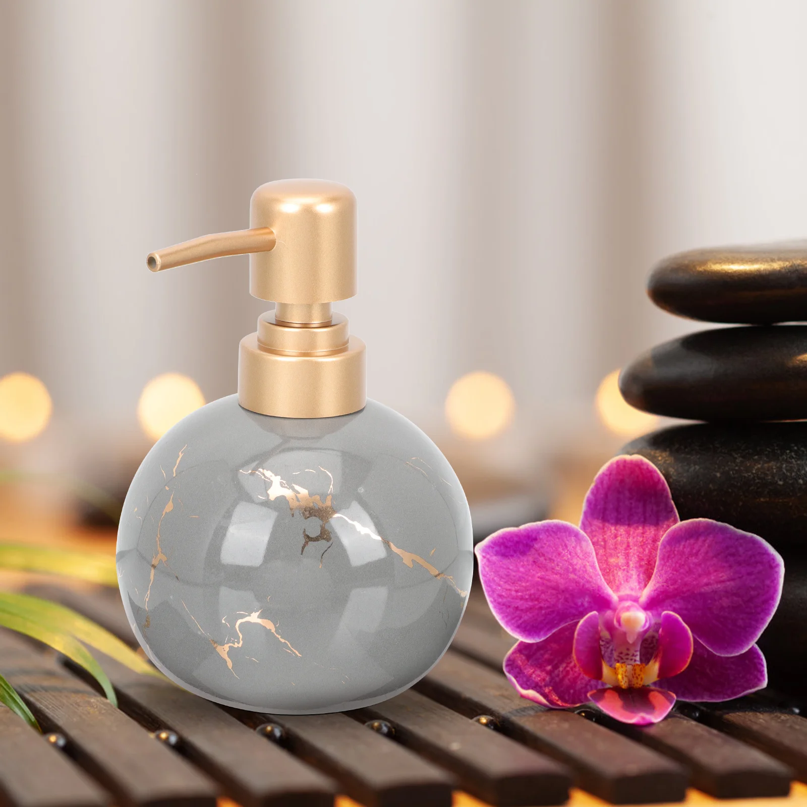 

Plastic Ceramic Pump Bottle Large Capacity Bathroom Shampoo Shower Gel Dispenser Refillable Storage Container