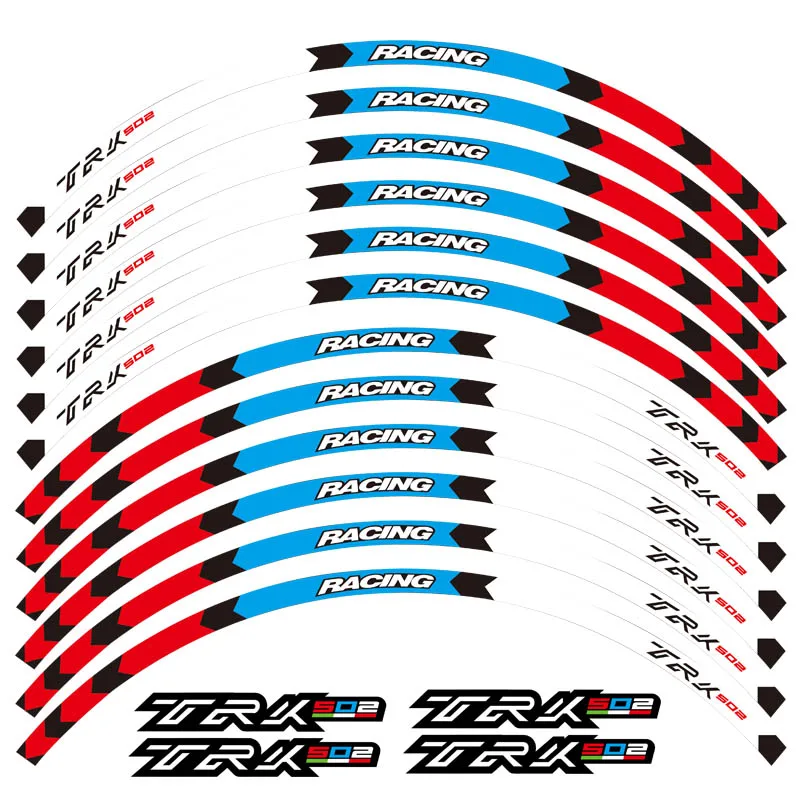 For Benelli TRK 502 2016-2022, Motorcycle Wheel Hub Reflective Rim Edge Tape Off-road Touring Bike Rim Stripes Decor Decals Set