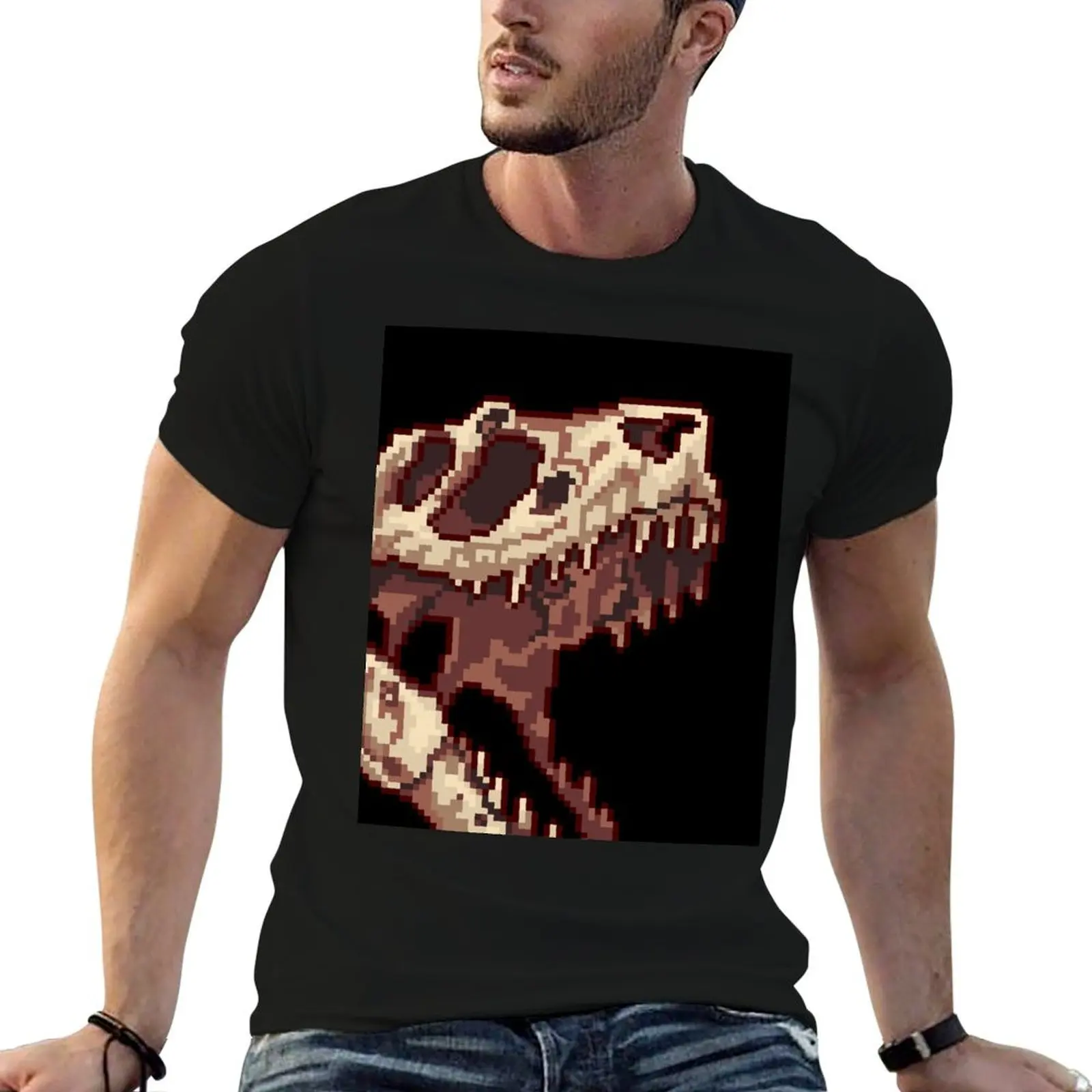 Футболка с крошечным черепом T-Rex, мужская футболка из 100% хлопка, роскошная брендовая футболка для мужчин, футболка из 100% хлопка Футболка с крошечным черепом T-Rex, мужская футболка из 100% хлопка, роскошная брендовая футболка для мужчин, футболка из 100% хлопка