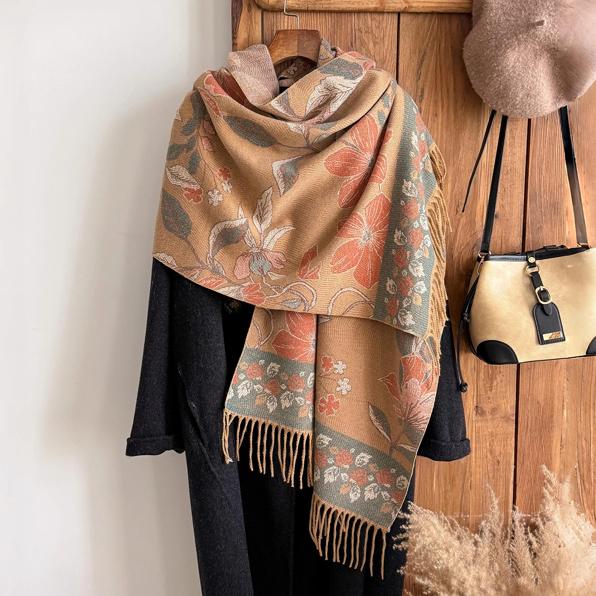 

Женская весенне-летняя роскошная богемная шаль с жаккардовым цветочным узором, дизайнерский мусульманский хиджаб, шарф из пашмины
