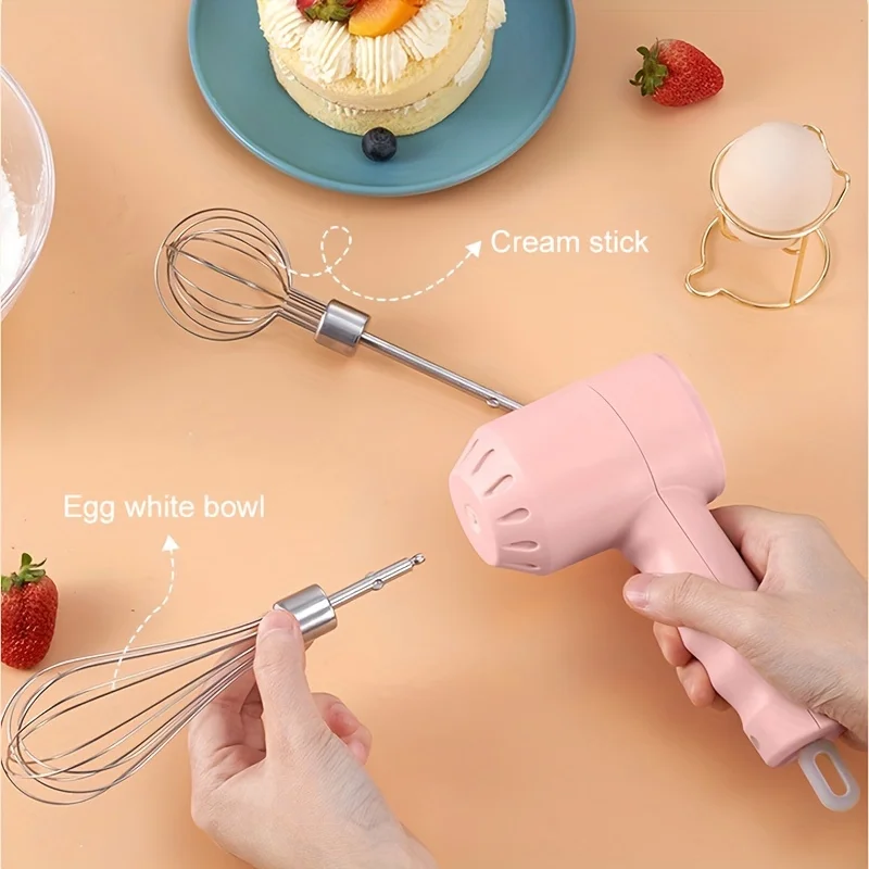 Wireless Portable  Hand Mixer  3 Speeds, 2-in-1 Hand Blender & Meat Grinder, Eggbeater, Cream Beater, Baby Food Chopper, & Garli