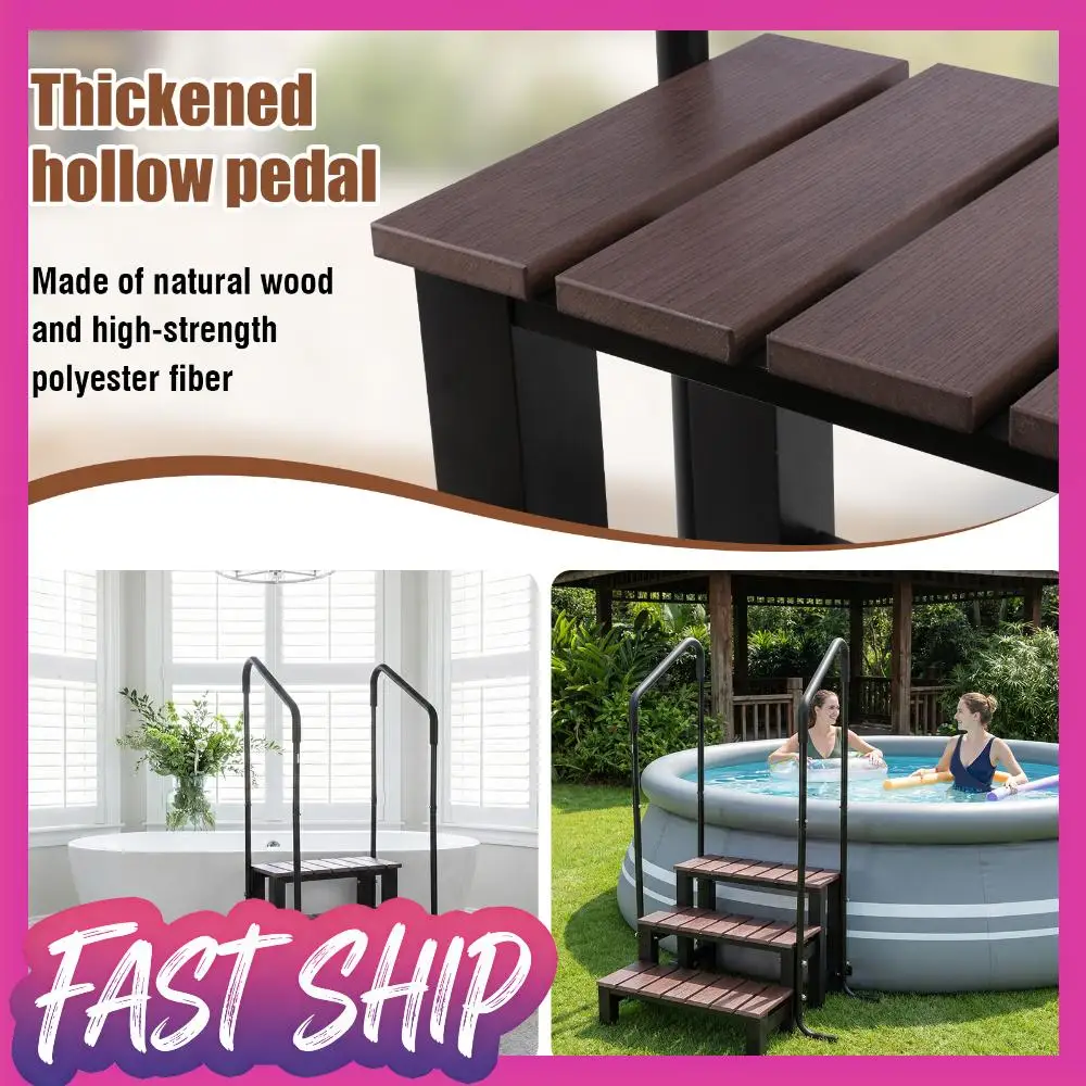 Escalones para Jacuzzi con Barandilla Antideslizante, Escalera de 3 Peldaños con Barandilla, Capacidad de Carga de 550 Libras, para Remolques, Terrazas y Piscinas Elevadas