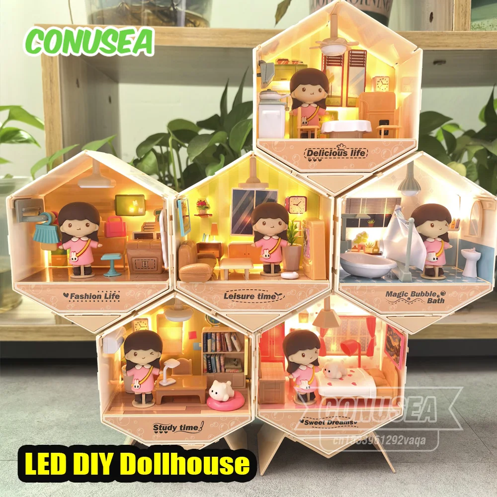 

DIY Miniature House Dolls Crafts Toys Doll House Kits Mini Dollhouse Scene Handmade Decoration Assembly Toys for Girls Children