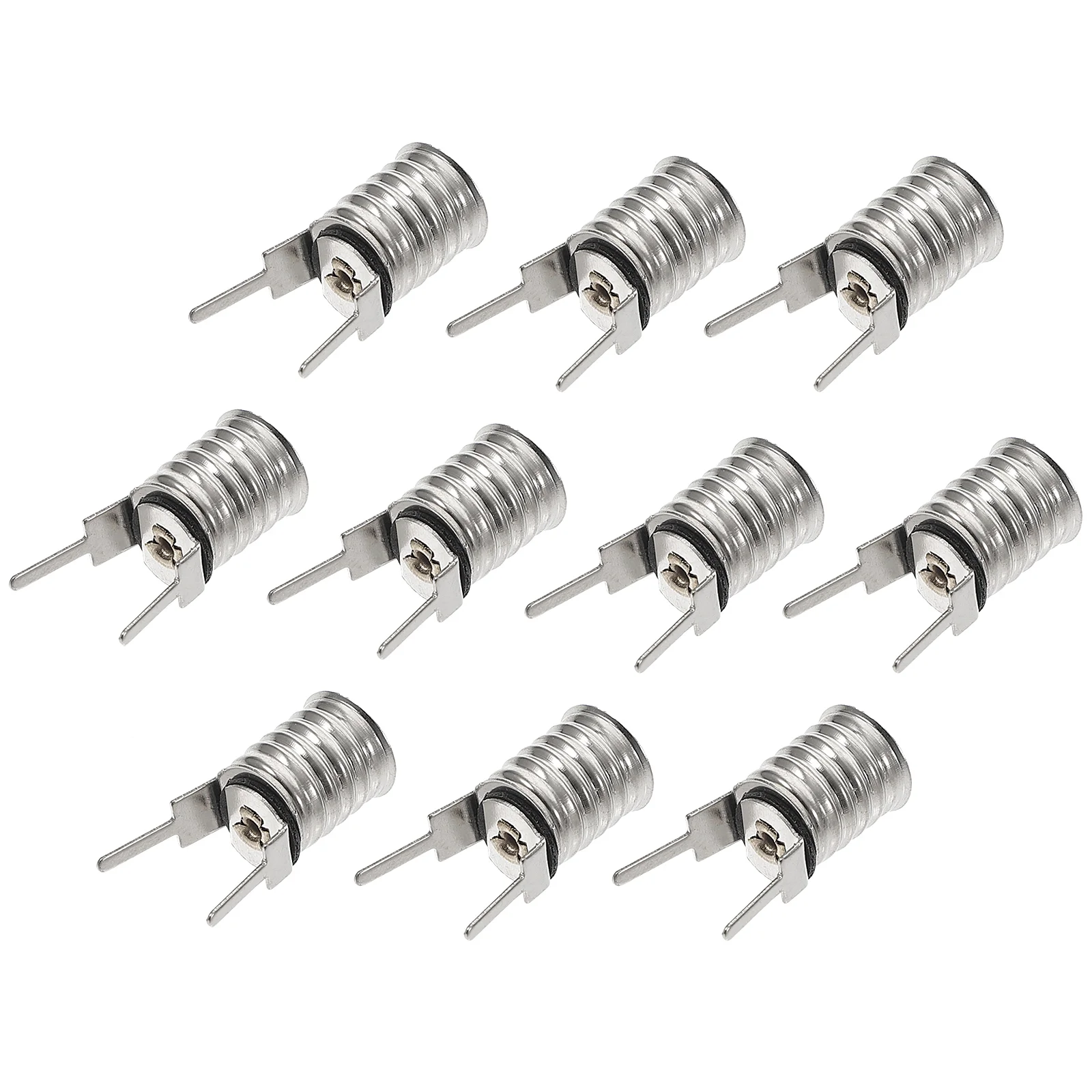 

10 Pcs Light Socket E10 Lamp Holder Fixture Screw in Mount Base Lighting Accessories Silver Bulb for Indicator Lights