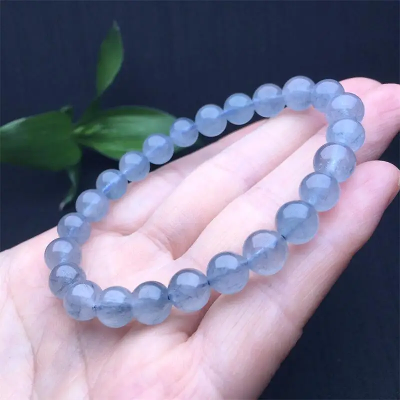 8MM Natural Blue Rabbit Hair Quartz Bracelet Women Fashion Charm Crystal Healing Energy Gemstone Yoga Jewelry 1PCS