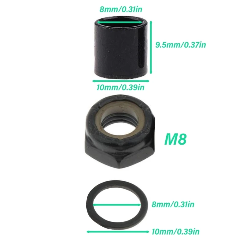 Tuerca bloqueo camión, arandelas ejes, espaciadores, anillos velocidad, reparación para Longboards D5QD