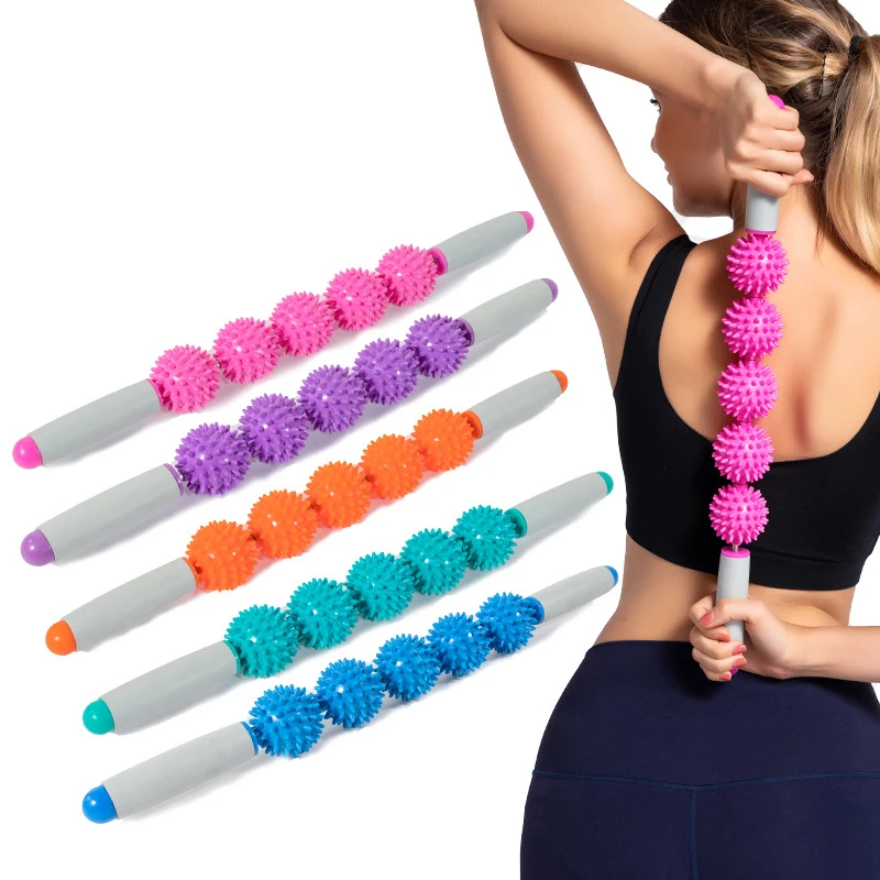 3/5 Ball Edition Muscle Relaxation Massage Bar Point Press Massager Stick Roller Wolf Tooth Ball Roller Pressure Anti Cellulite