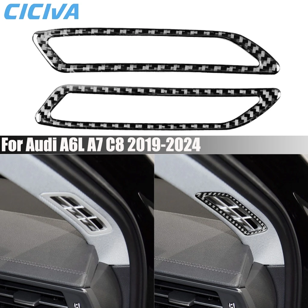

Carbon Fiber Car Accessories A-pillar Air Vent Frame Interior Cover Modified Trim Soft Sticker For Audi A6 A6L A7 C8 2019-2024