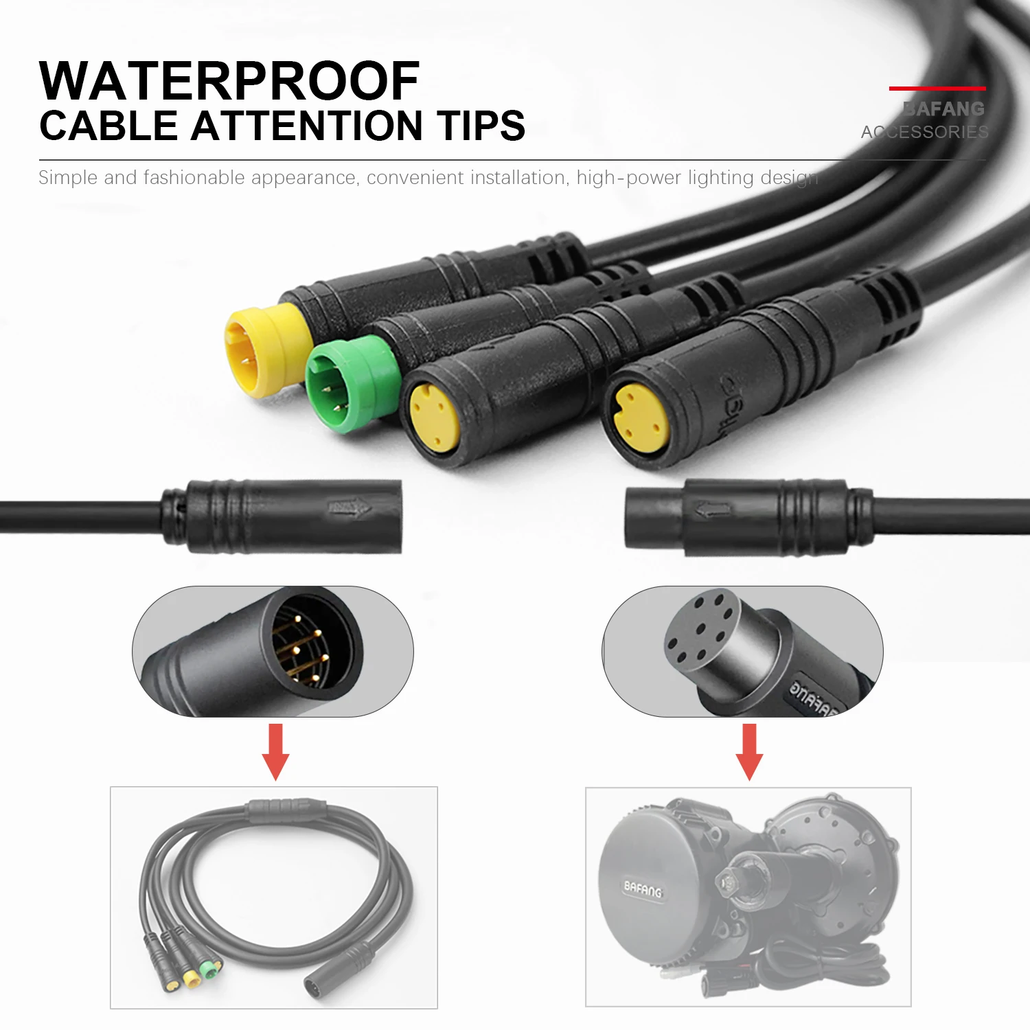 Electric Bicycle 1T4 Extension Cable for BAFANG BBS01 BBS02 BBSHD Motor Show Brake Lever Throttle Connector E-Bike Accessories