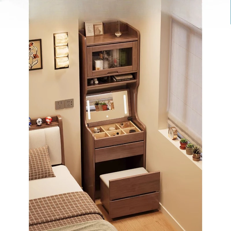

Solid wood dresser, small bedroom makeup table, small apartment flip-top bedside desk, bookshelf, integrated storage locker