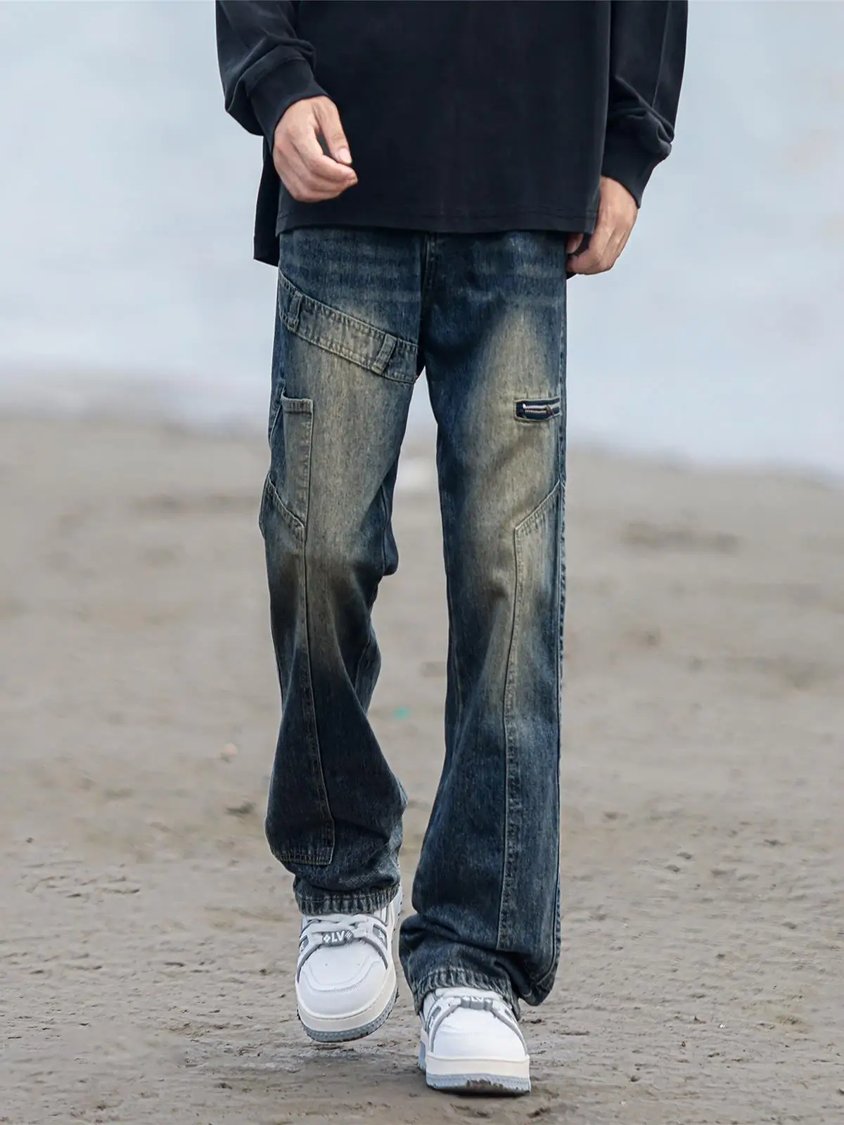 

Ретро-джинсы в американском стиле для мужчин: модные, свободные, прямые брюки для весны и осени, популярные среди молодежи