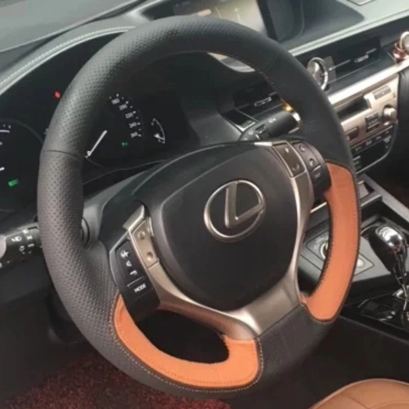 For Lexus ES250 IS200t GS300 CT200 Hand Stitched Genuine Leather Car Steering Wheel Cover