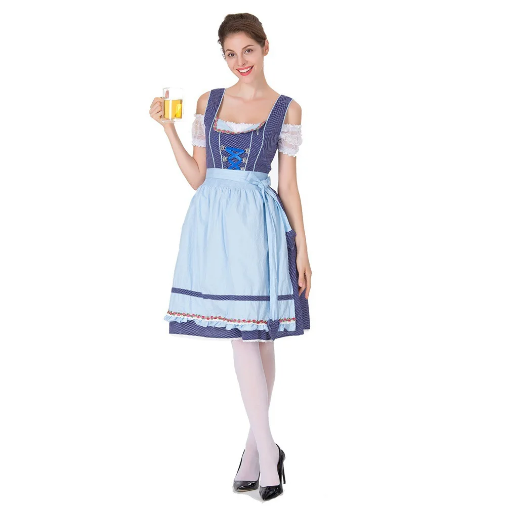 

Bavarian Traditional Beer Dirndl Dress with Apron Womens German Oktoberfest Beer Girl Costume