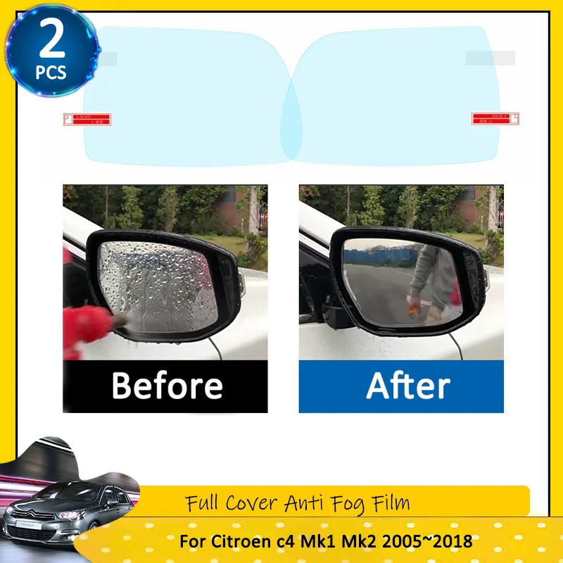 For Citroen C4 Mk1 Mk2 2005~2018 Full Cover Anti Fog Rainproof Film Rearview Mirror Accessories C4 Pallas Coupe 2005 2008 2013