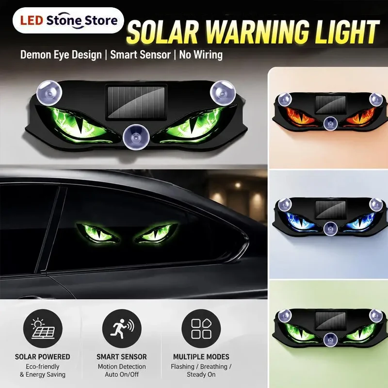 Solar-powered Car Warning Light With Wireless Smart Sensing And Multi-mode Rearview Mirror Anti-collision Ambient Lighting