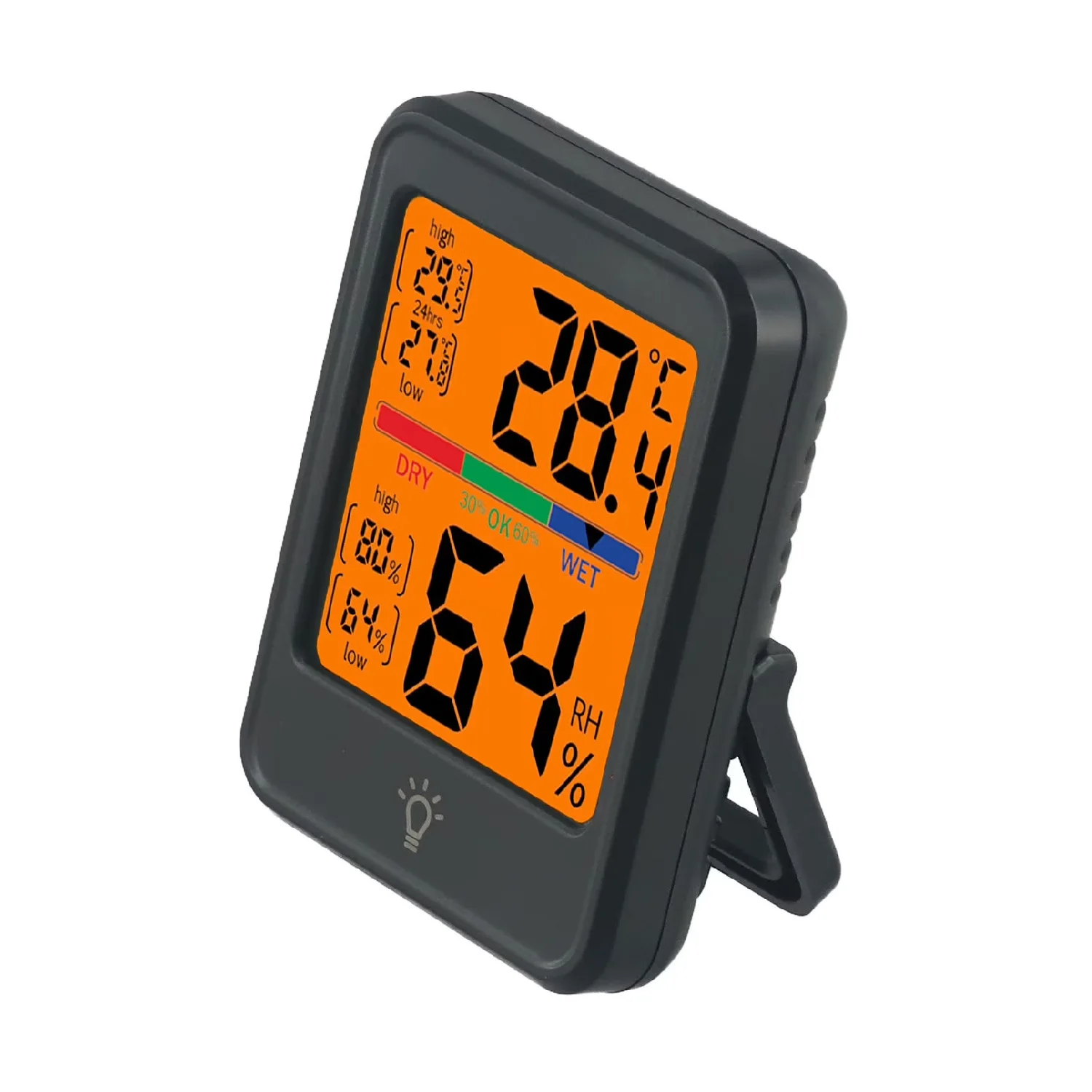 Digital thermometer and hygrometer with magnetic back for effortless indoor temperature and humidity monitoring (MC41S black)