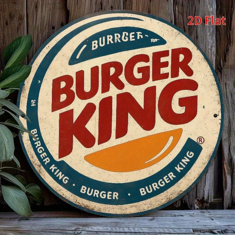 Burger King Retro-Holzlogo – Rot-weiße Burger King-Logodekoration – Zuhause, Büro, Garage, Café – Detail 9