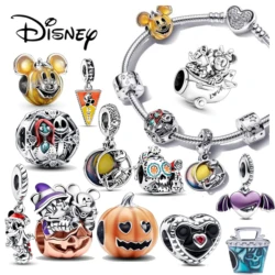 Disney-925 Sterling Silver Mickey Mouse Charme, Minnie Série Bead, se encaixa Pulseira Pandora Original, Presente da jóia DIY