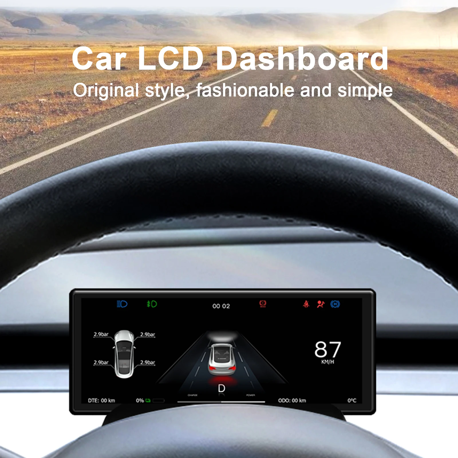 6.2Inch HUD Screen Dashboard Cluster Instrument HD LCD Speedometer for Tesla Model 3 Y Modification Car Accessories