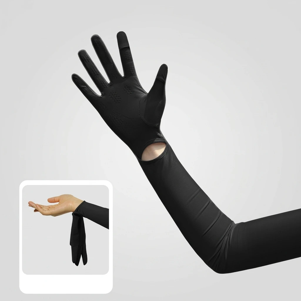 Ice Silk Sun Protection Arm Sleeves UPF50 Cooling Quick Dry Oversleeves Extended Wrist Design Gloves For Cycling Outdoor Summer