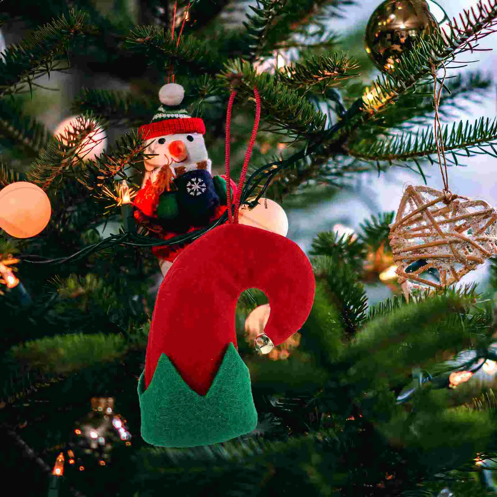 Ensemble de Couverts Rouge, Ornement d'Arbre de Noël, Pendentif Chapeau, Chapeaux, Bouteille Ouverte, 8 Pièces