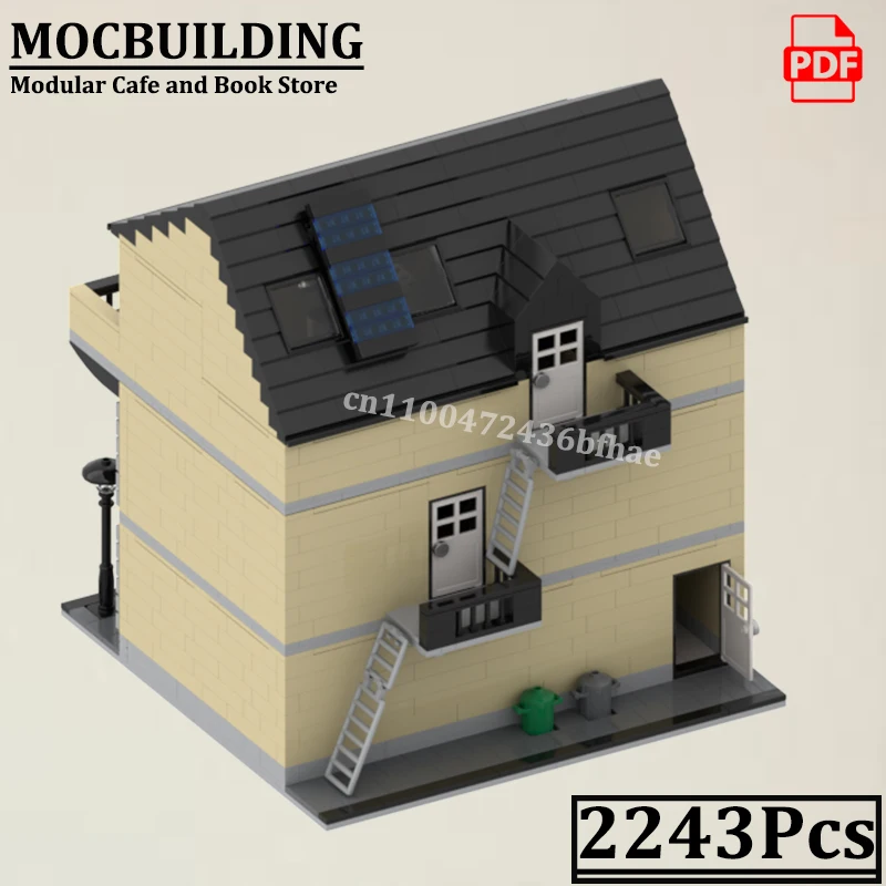 모듈러 하우스 빌딩 도시 거리 풍경 커피 및 서점 모델 MOCBUILDING 창의적인 건설 벽돌 장난감 선물