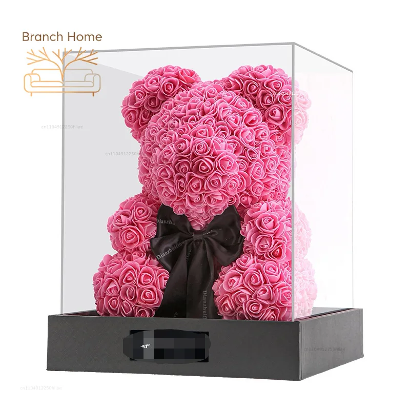 Acrylic box Eternal flower rose bear gift box high definition transparent box dust cover Christmas Valentine's Day birthday gift