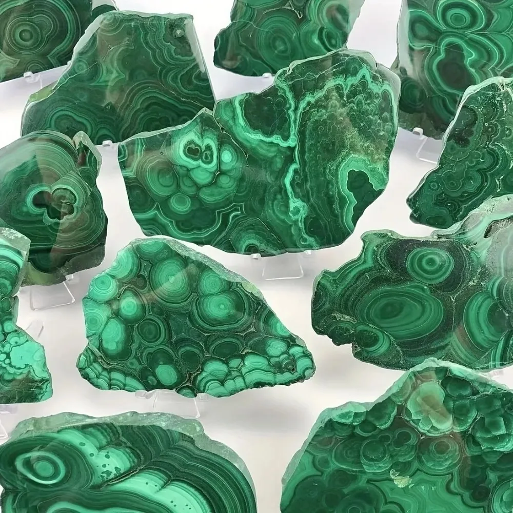 Polished Malachite Crystal Slab Natural Green Gemstone Specimen Reiki Healing Stone for Meditation Altar Decor Feng Shui