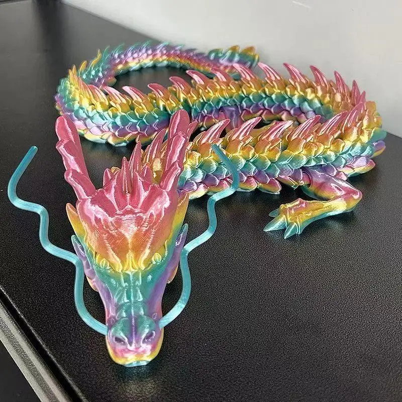 Large 3D Printed Dragon Model Joint Movable Desktop Figurer Creative Loong Bedroom Ornaments Carnival Party Cosplay Props