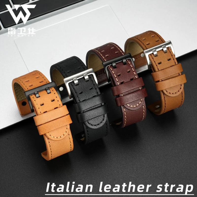 22mm Men WatchBand For Hamilton Khaki aviation Watch H77616533 H70615733 Italian cowhide Watch Strap Genuine Leather jazz field