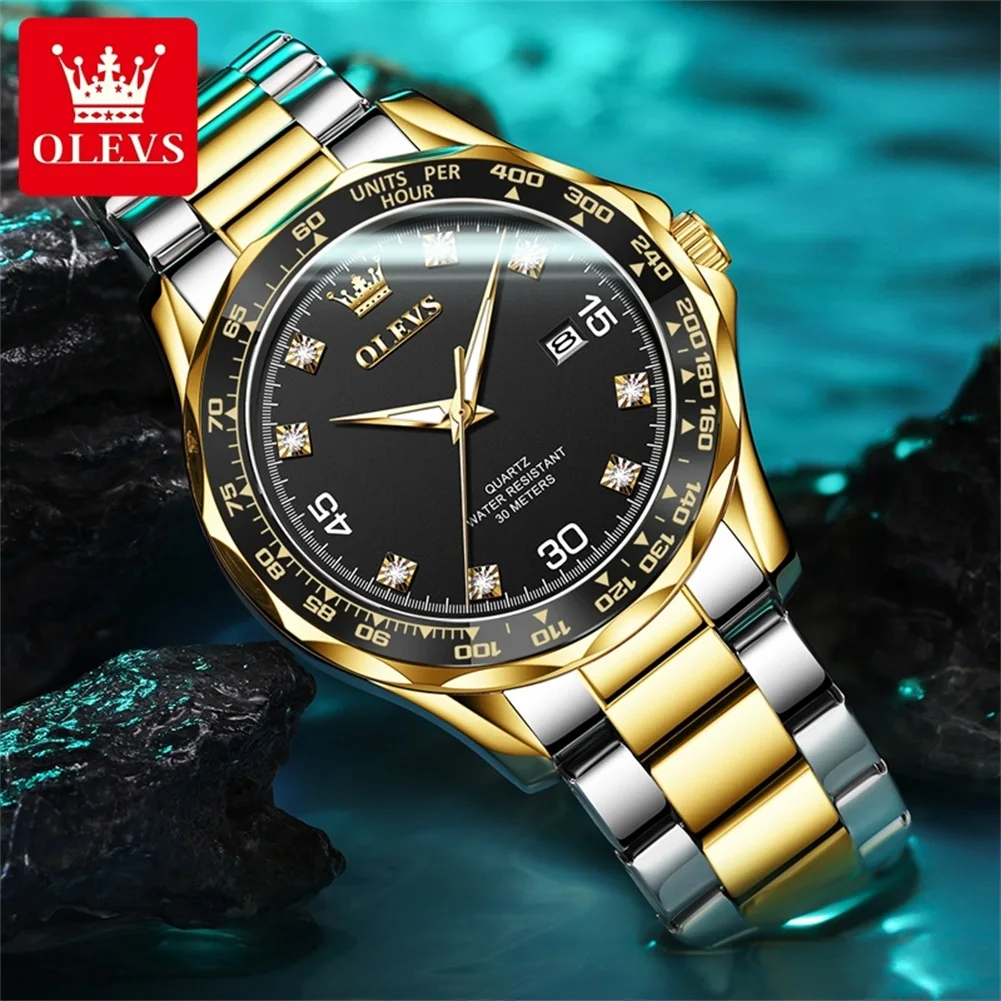 OLEVS 9988 Quartz Watch for Men Waterproof Anti-scratch Auto Date Diving Wristwatch Men Original Brand Luxury Diamond Man Watch image 4